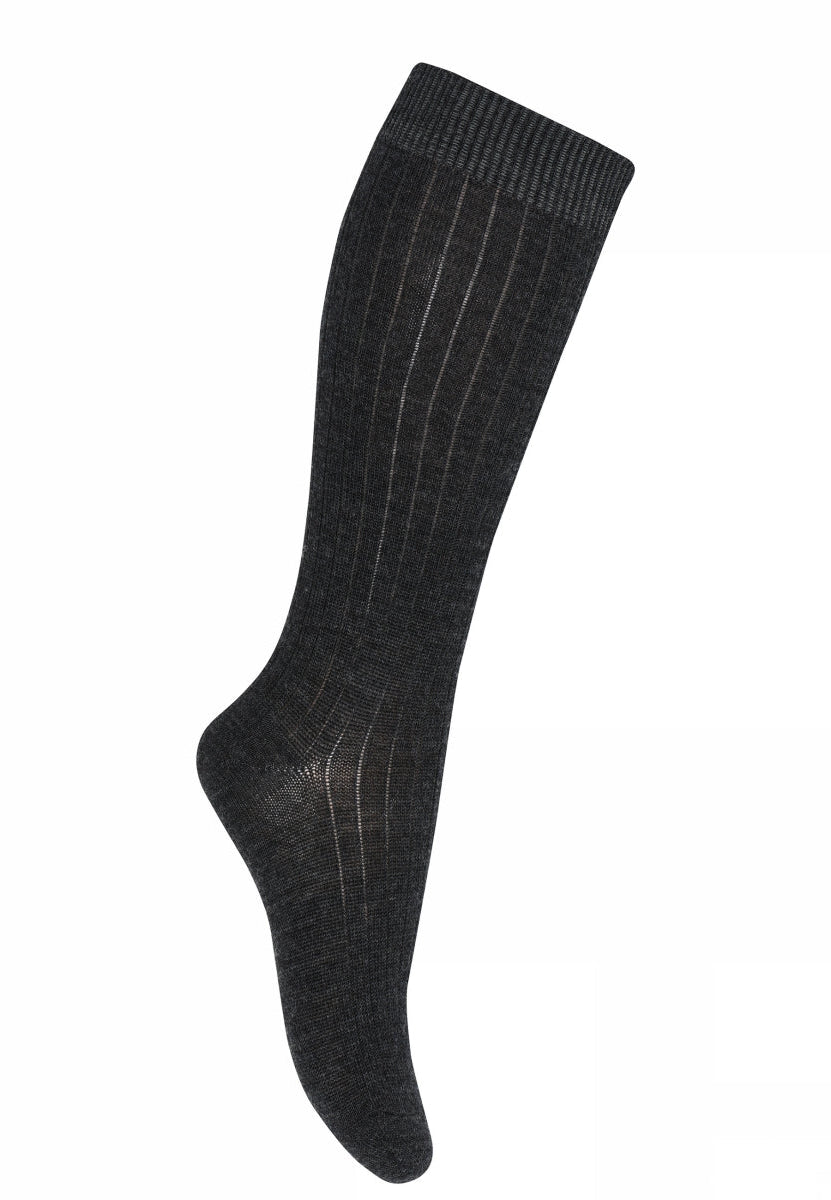 Wool rib knee socks