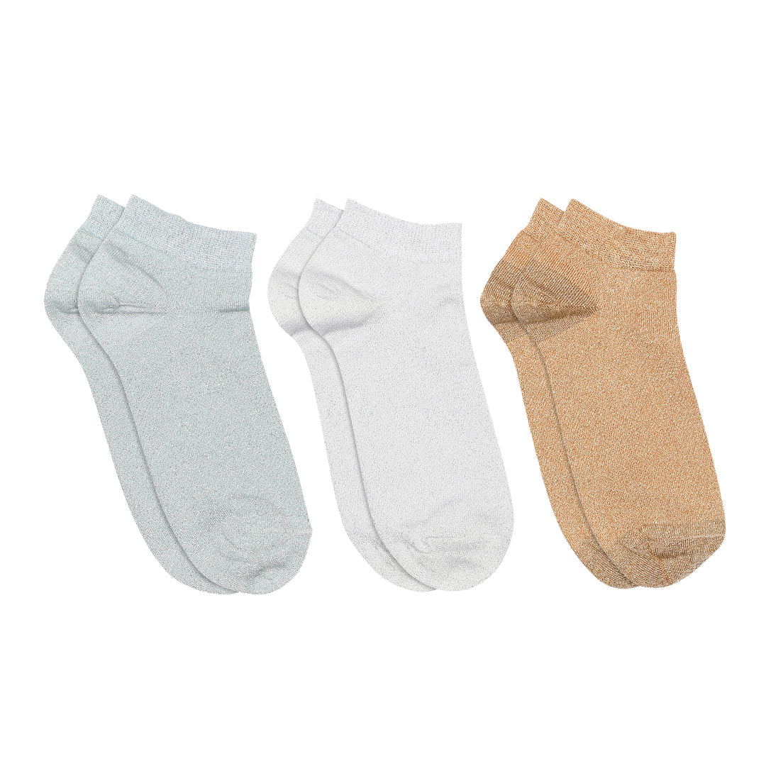 Zoe glitter sneaker socks 3-pack