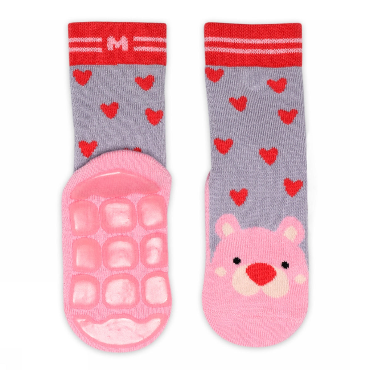 Pink bear socks - anti-slip
