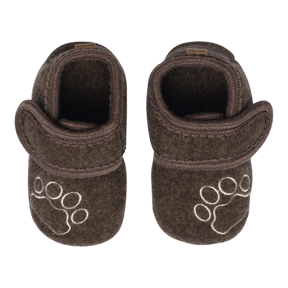 Wool velcro slippers with paw