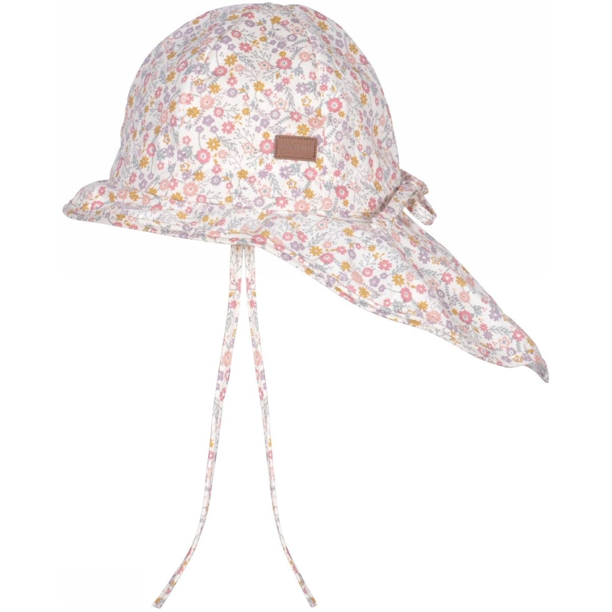 Hat w/neck & ties w/print