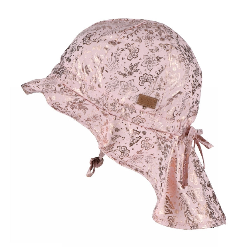 Hat w/neck & ties w/print