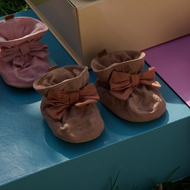 Bow textile slippers