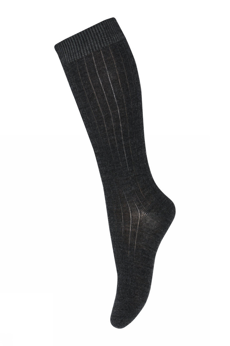 Wool rib knee socks