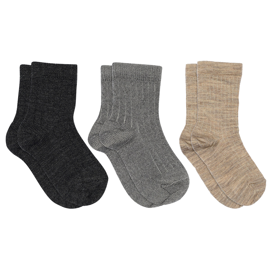 Wool rib socks - 3-pack