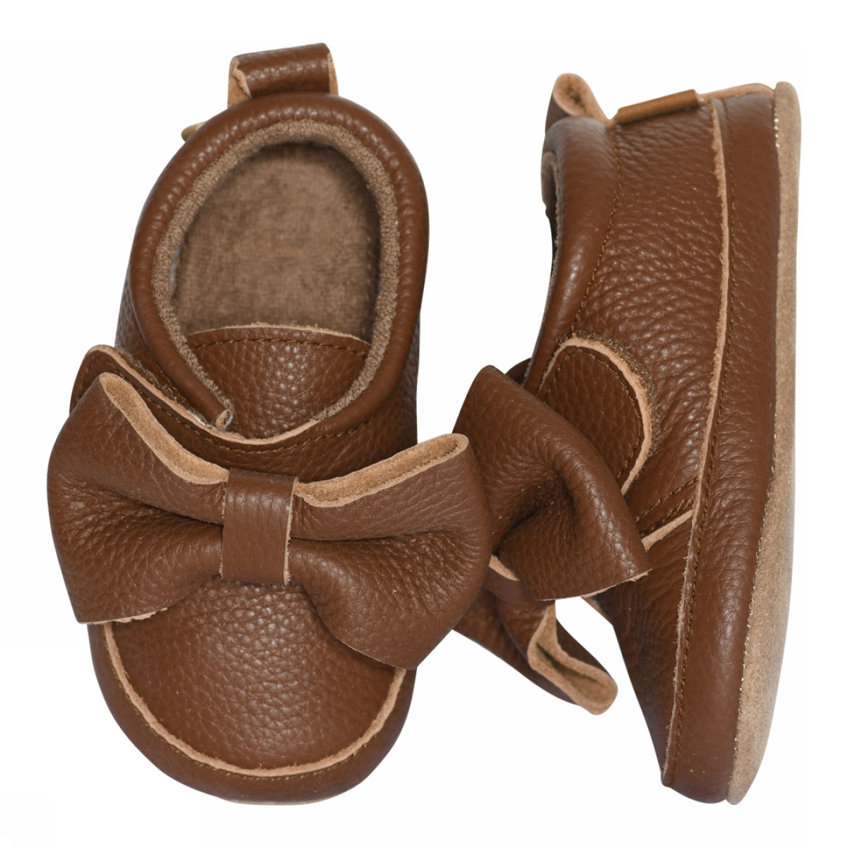 Bow leather slippers