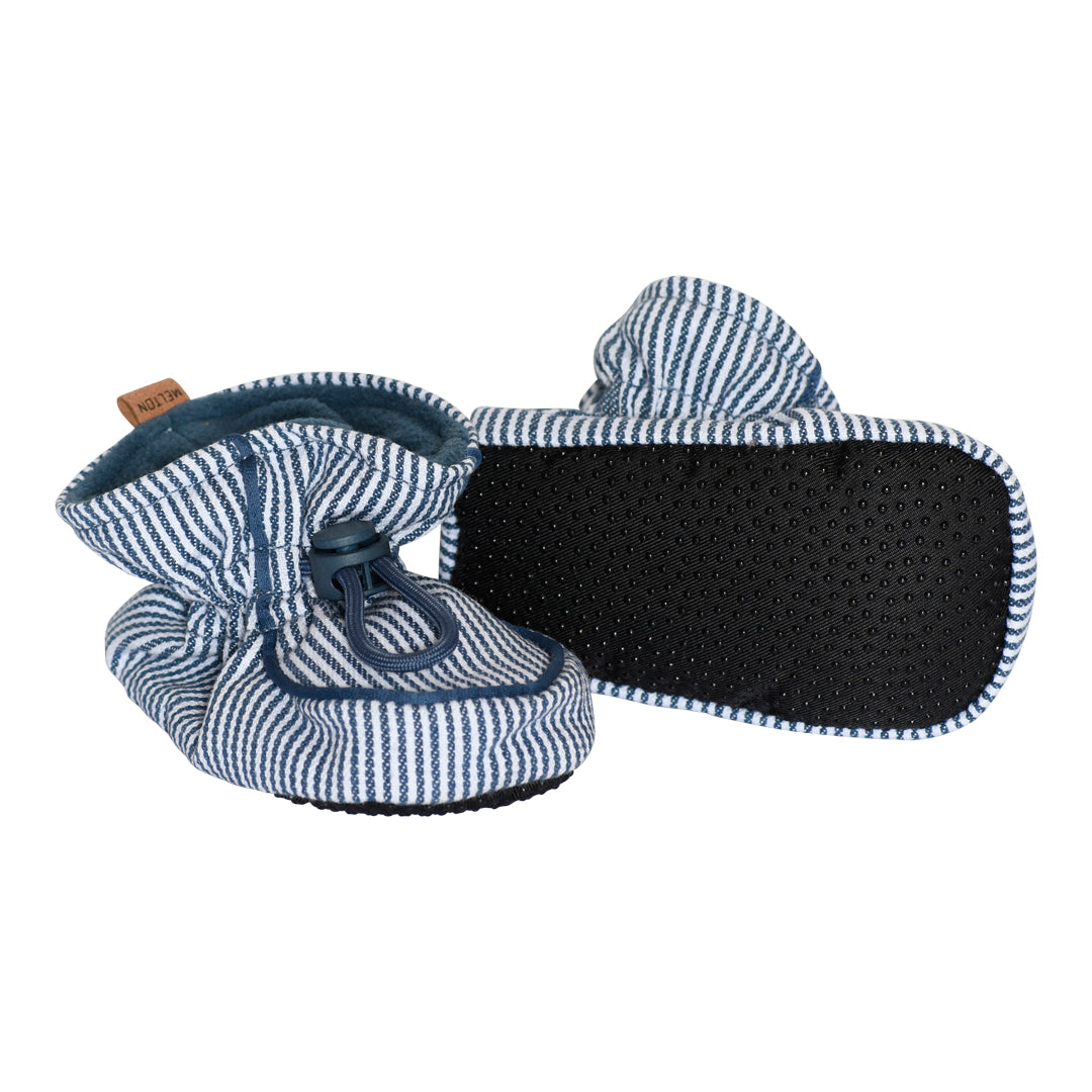 Striped textile slippers