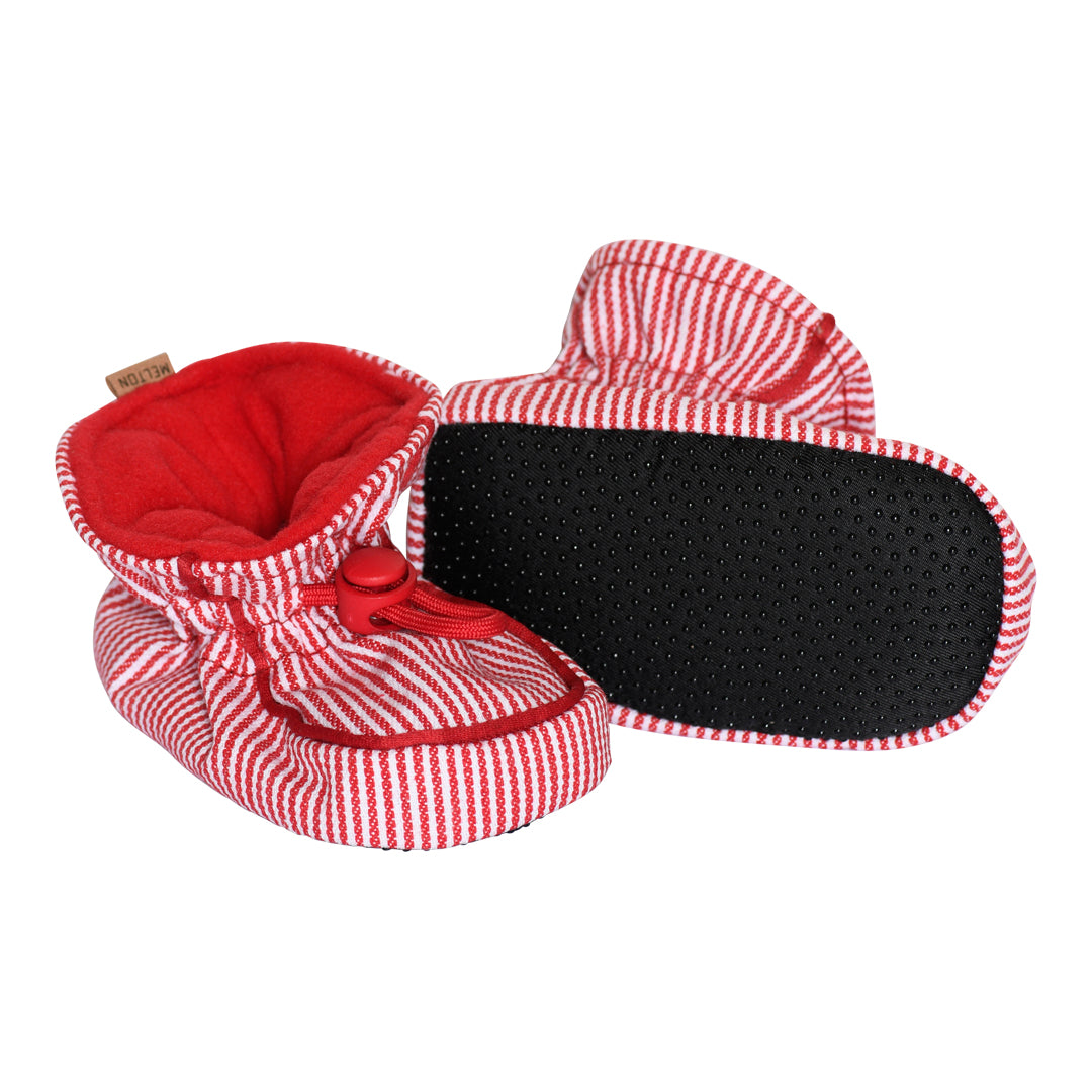 Striped textile slippers