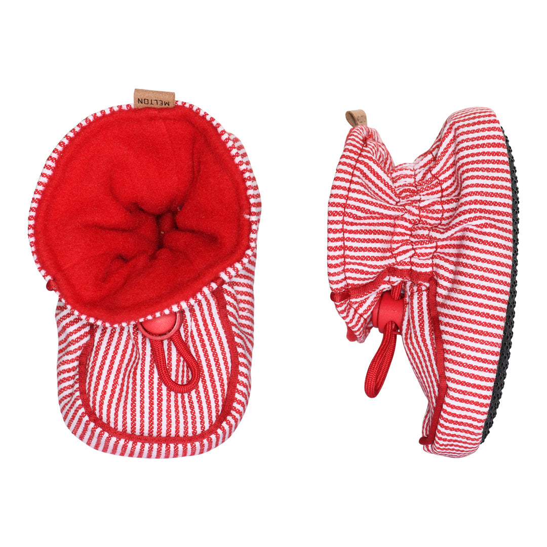 Striped textile slippers