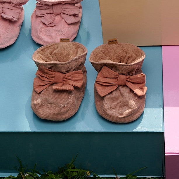 Bow textile slippers