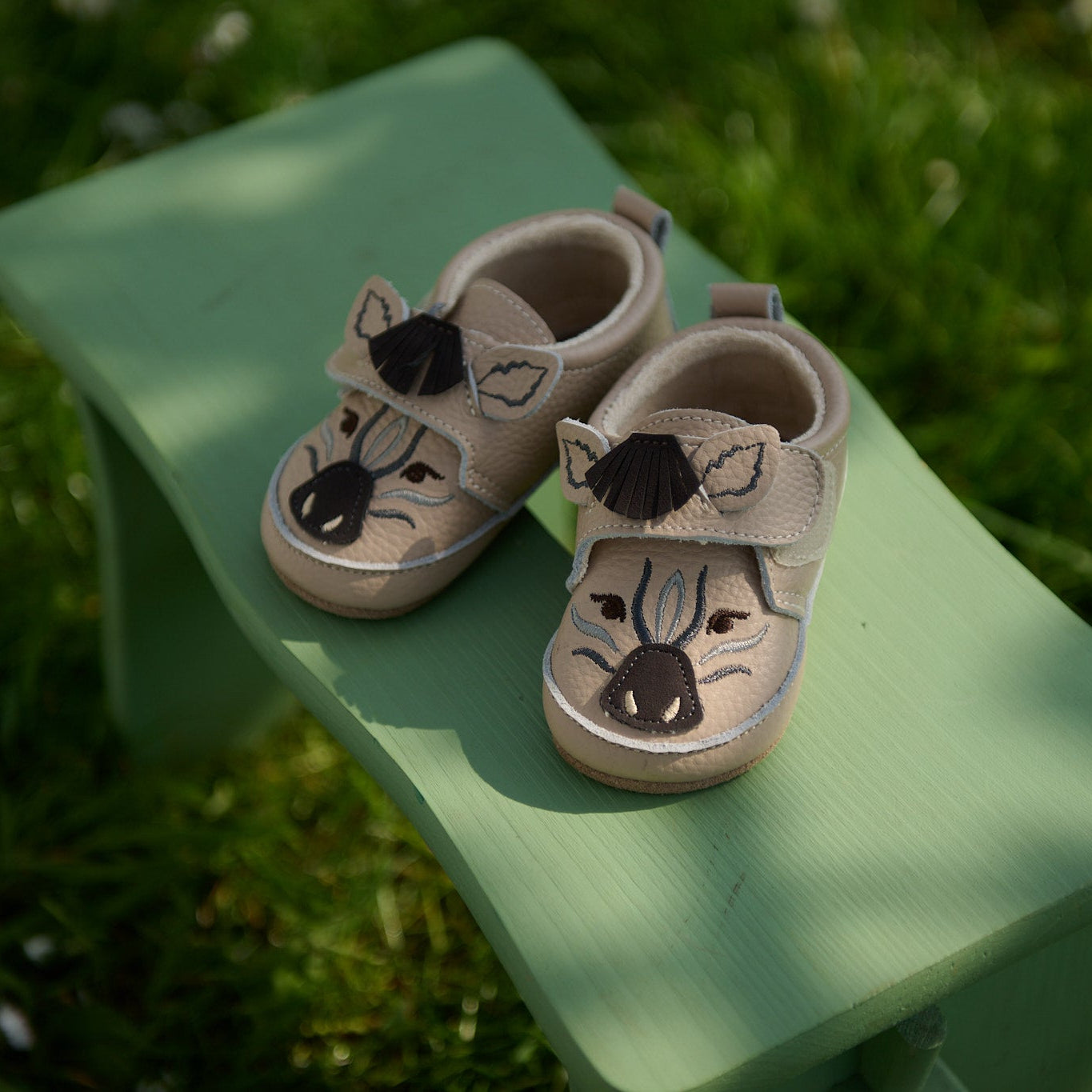 Zebra leather slippers