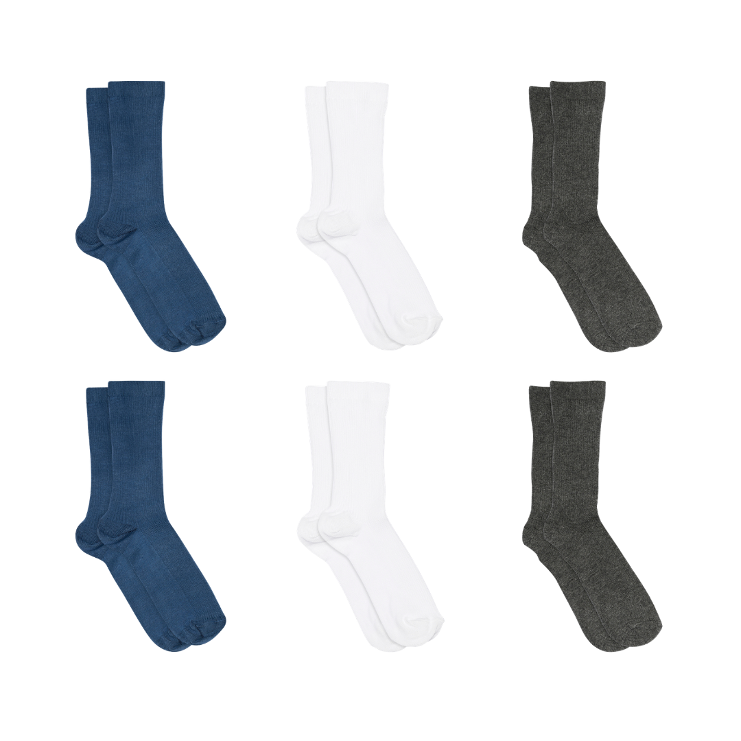 Fine cotton rib socks 6-pack - Classic Neutrals