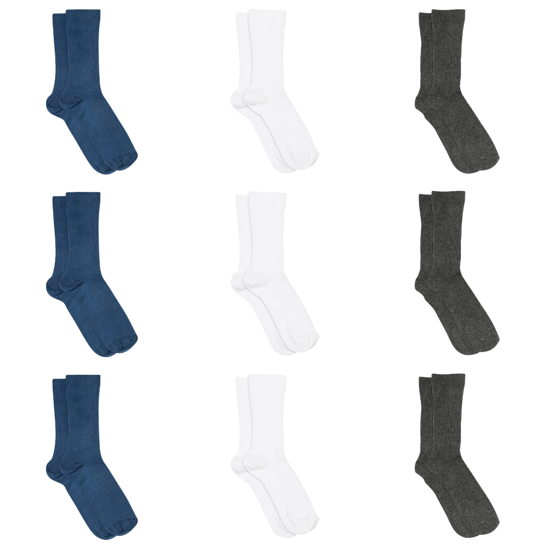 Fine cotton rib socks 9-pack - Classic Neutrals